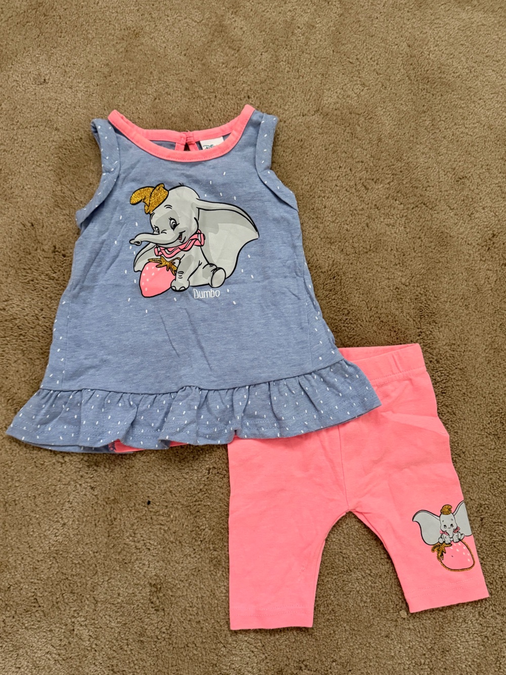 Disney Baby Blue Top with Coral Trim